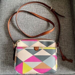 Fossil Sydney Crossbody Purse Double Zip Handbag Purse Colorful